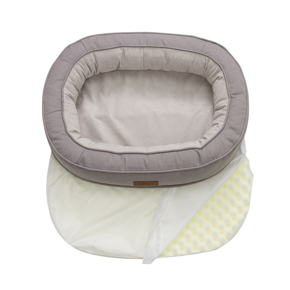 HKM-350227 Orthopedic Waterproof Pet House for Cats and Dogs - Comfortable Nest with Soft Cloth Material, Grey, Available in M and L Sizes