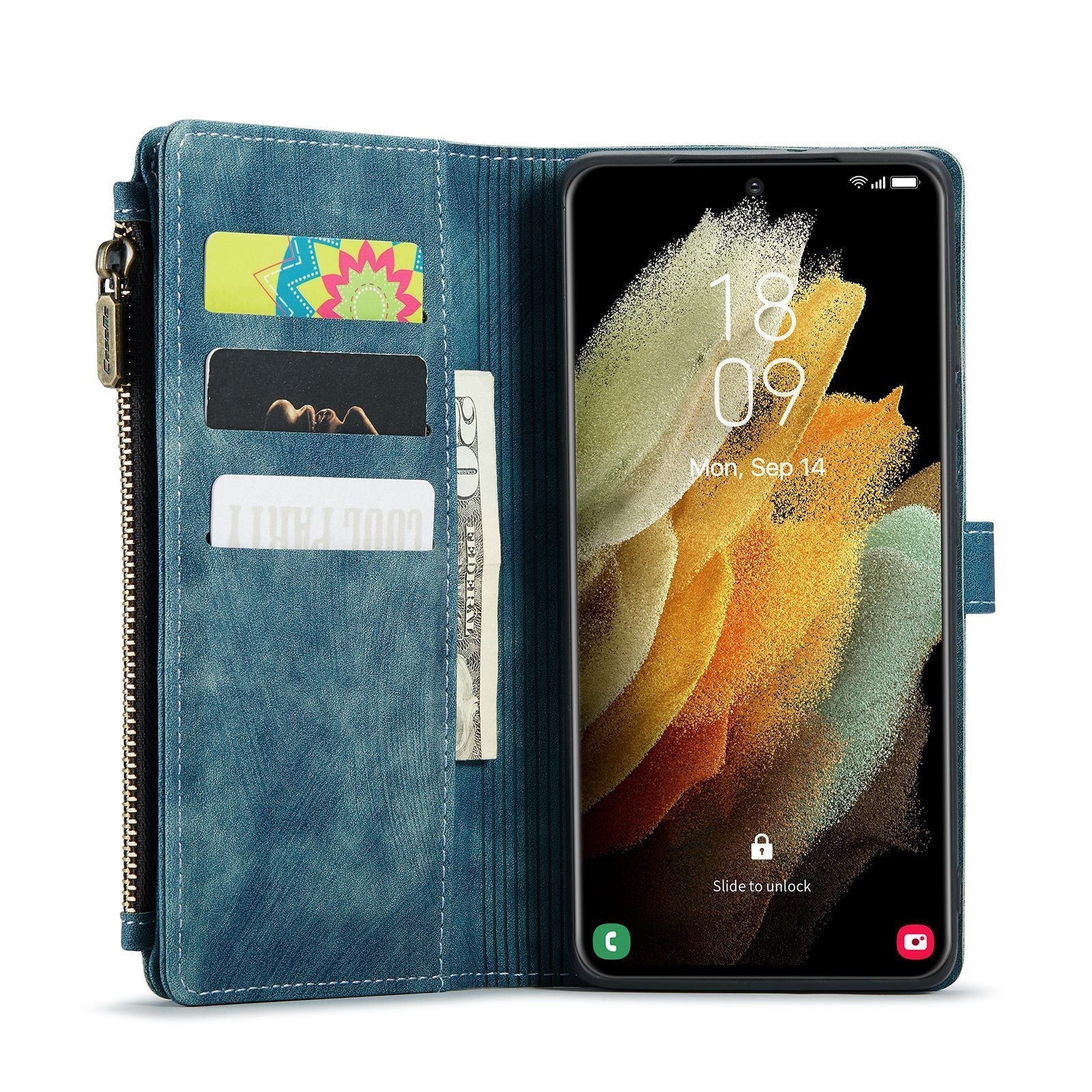 HKM-350291 Samsung Compatible Flip Mobile Phone Holster – PU+TPU Protective Case for A12, A22 5G, A32 5G, A50, A30S, A50S, A51 4G, A52, A71 4G, A72 in Black, Red, Blue, Coffee