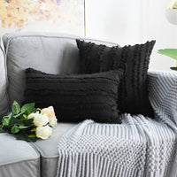 HKM-350419 Fringed Cotton-Linen Floral Sofa Pillowcases - Multiple Colors Available, 45x45 cm