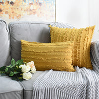 HKM-350419 Fringed Cotton-Linen Floral Sofa Pillowcases - Multiple Colors Available, 45x45 cm