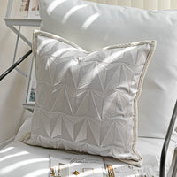HKM-350483 Soft Suede Geometric Pillow Cover with Embroidery - 45x45cm, Beige