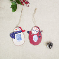 HKM-350483 Wooden Christmas Pendant Photo Frame - Decorative 11cm x 12cm, Unisex, Exquisite Finish