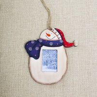 HKM-350483 Wooden Christmas Pendant Photo Frame - Decorative 11cm x 12cm, Unisex, Exquisite Finish