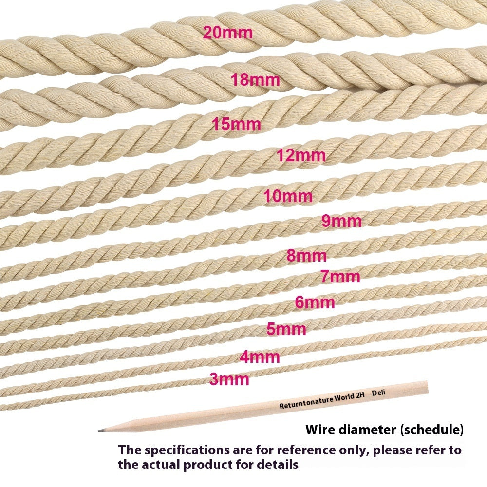 KTX-350739 Beige Coarse Cotton Rope - Available in 5mm, 6mm, 8mm, 10mm, 12mm, and 20mm Thickness