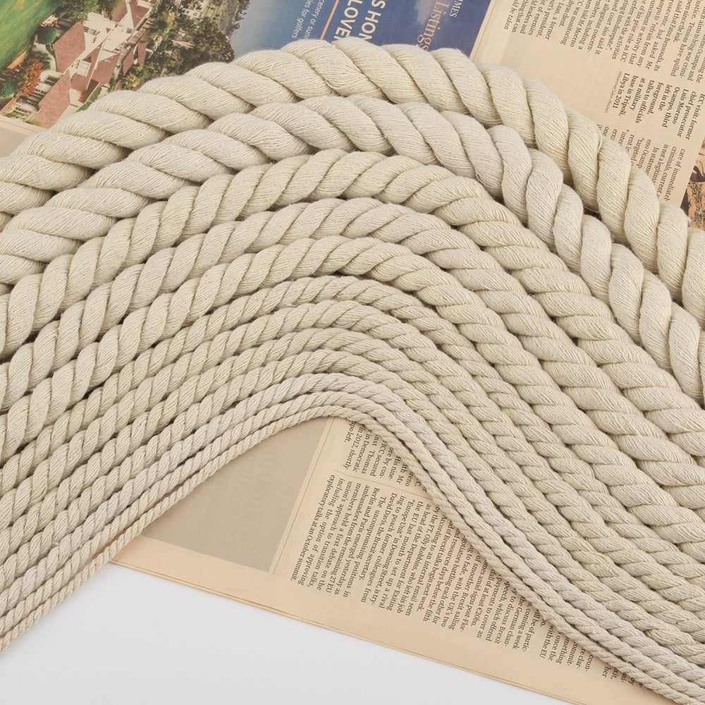 KTX-350739 Beige Coarse Cotton Rope - Available in 5mm, 6mm, 8mm, 10mm, 12mm, and 20mm Thickness