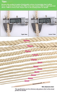 HKM-350739 Beige Coarse Cotton Rope - Available in 5mm, 6mm, 8mm, 10mm, 12mm, and 20mm Thickness