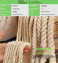 HKM-350739 Beige Coarse Cotton Rope - Available in 5mm, 6mm, 8mm, 10mm, 12mm, and 20mm Thickness