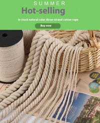 HKM-350739 Beige Coarse Cotton Rope - Available in 5mm, 6mm, 8mm, 10mm, 12mm, and 20mm Thickness