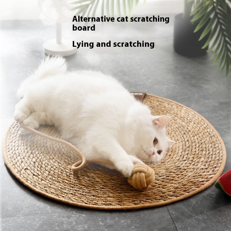 HKM-350739 Natural Papyrus Round Rattan Cat Scratching Pad No Dandruff Pet