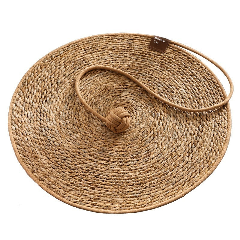 HKM-350739 Natural Papyrus Round Rattan Cat Scratching Pad No Dandruff Pet