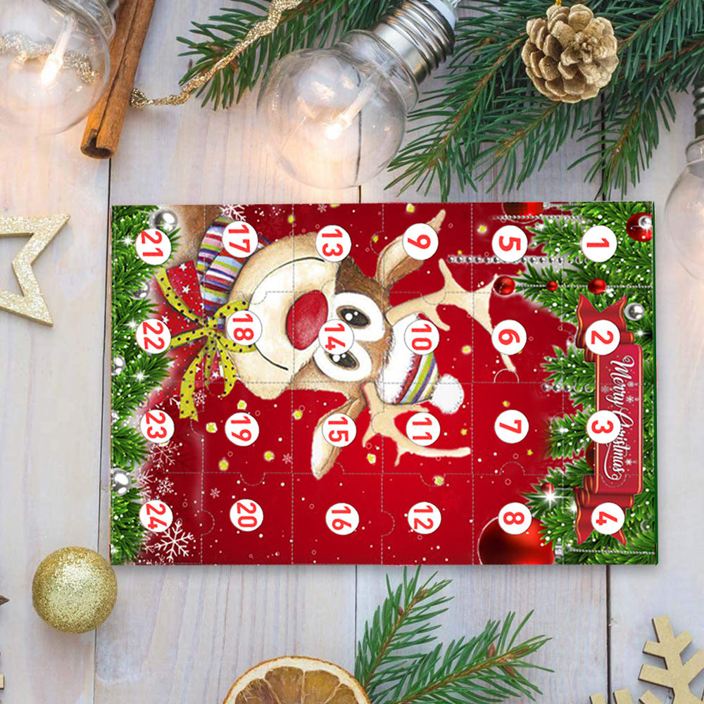 HKM-350803 24-Day Christmas Countdown Advent Calendar with Surprise Resin Pendant Keychain Ornaments