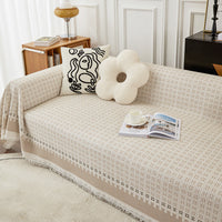 HKM-350995 Striped Cotton Sofa Towel Anti-Cat Scratch Protector Blanket for All Season Use