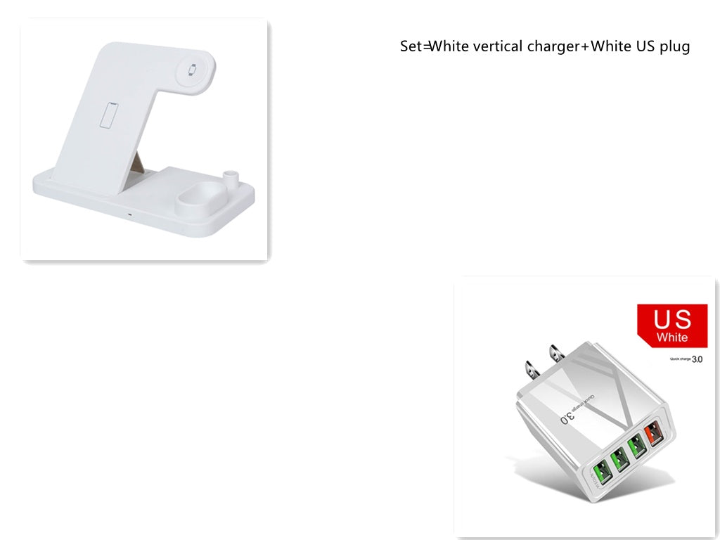 HKM-351251 4-in-1 Wireless Charging Station with Adjustable Design for Mobile Phones, Apple Watch, AirPods, and Apple Pencil - Qi-Certified Fast Charging