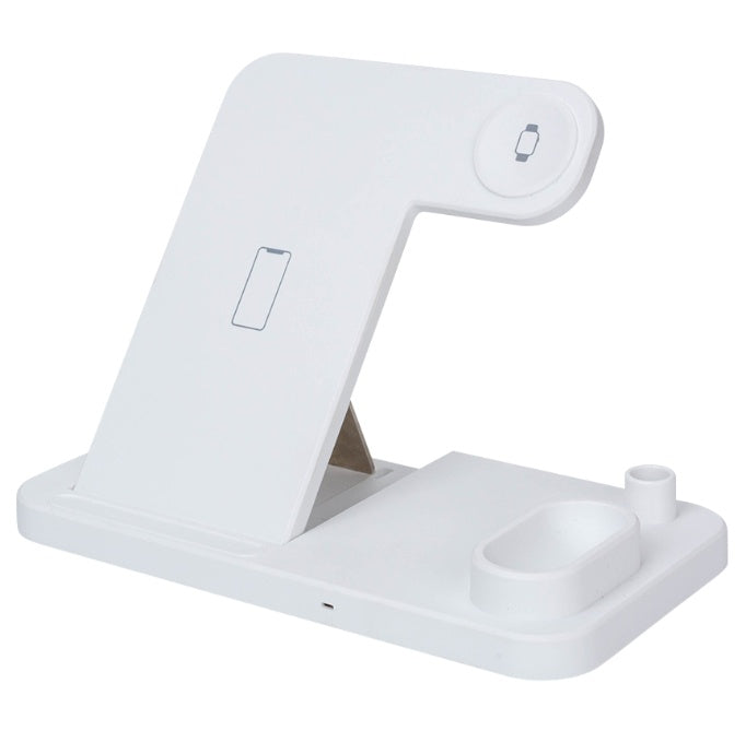 HKM-351251 4-in-1 Wireless Charging Station with Adjustable Design for Mobile Phones, Apple Watch, AirPods, and Apple Pencil - Qi-Certified Fast Charging