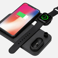 HKM-351251 4-in-1 Wireless Charging Station with Adjustable Design for Mobile Phones, Apple Watch, AirPods, and Apple Pencil - Qi-Certified Fast Charging