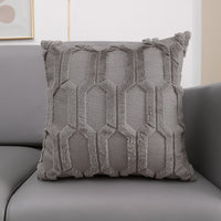HKM-351315 Plush Embroidered Lumbar Pillow Cover in Various Colors - Modern Home Cushion