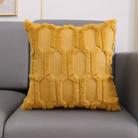 HKM-351315 Plush Embroidered Lumbar Pillow Cover in Various Colors - Modern Home Cushion