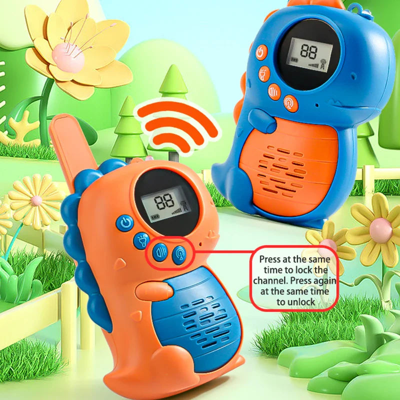 HKM-351443 Dinosaur Shaped Walkie Talkies for Kids - 22-Channel, 3KM Range Adventure Toy