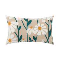 HKM-351571 Nordic Cotton Canvas Flower and Leaf Embroidered Pillowcase for Living Room and Bedroom