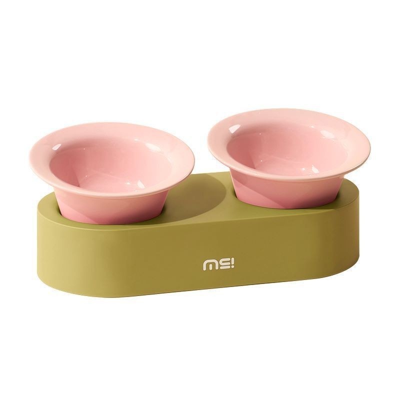 HKM-351699 Ceramic Double Bowl Set for Cats and Dogs in Stylish Colors