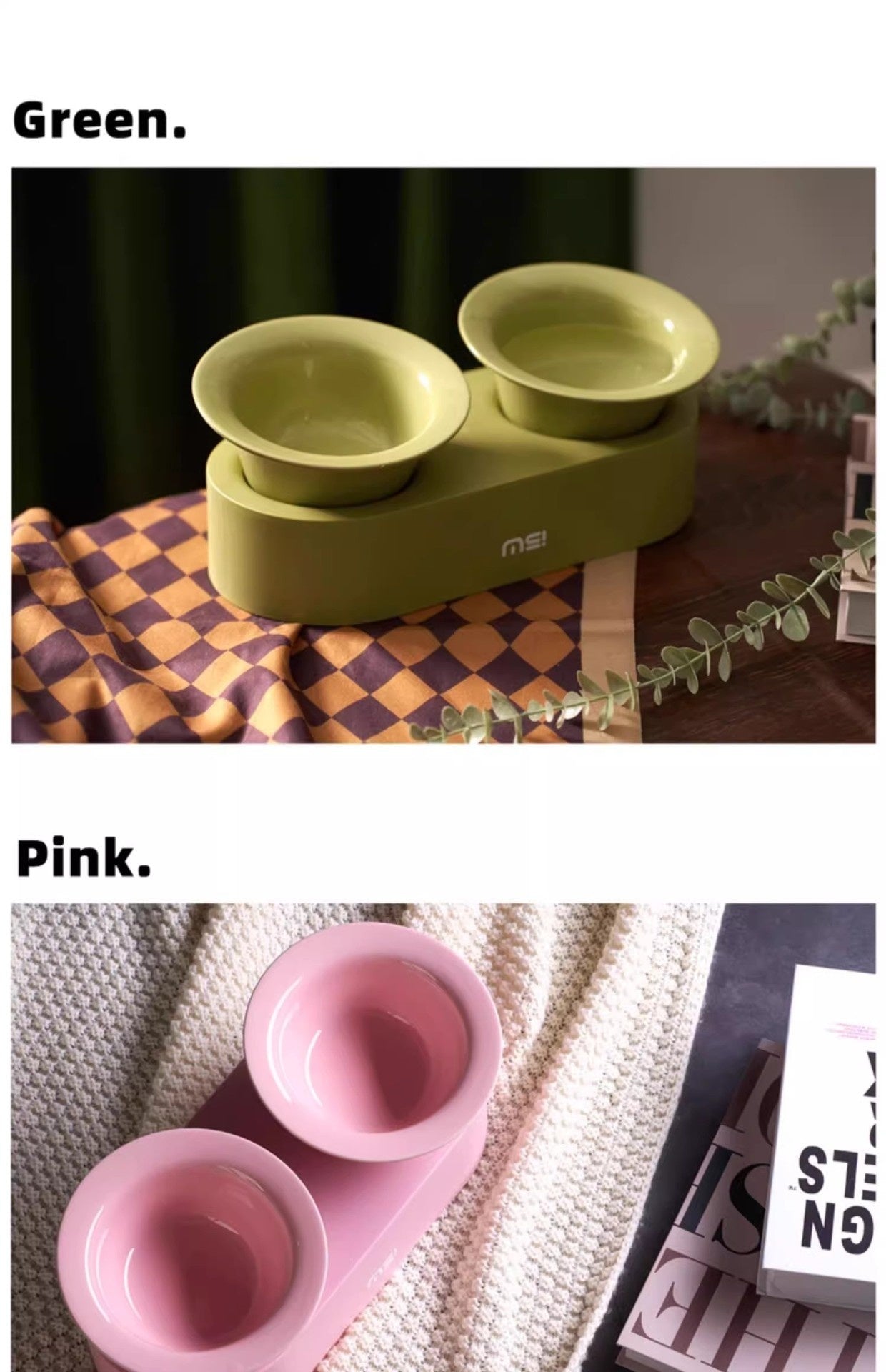 HKM-351699 Ceramic Double Bowl Set for Cats and Dogs in Stylish Colors