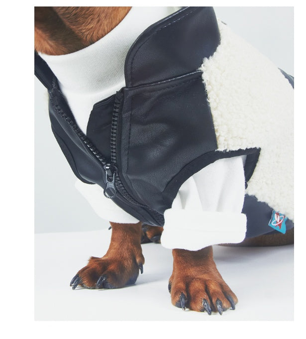 HKM-351827 Warm Lambswool Pet Jacket for Dogs and Cats – Casual Style for Autumn and Winter