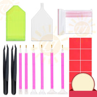 HKM-352019 Comprehensive Diamond Painting Tool Set with Plates, Tweezers, and Various Pens