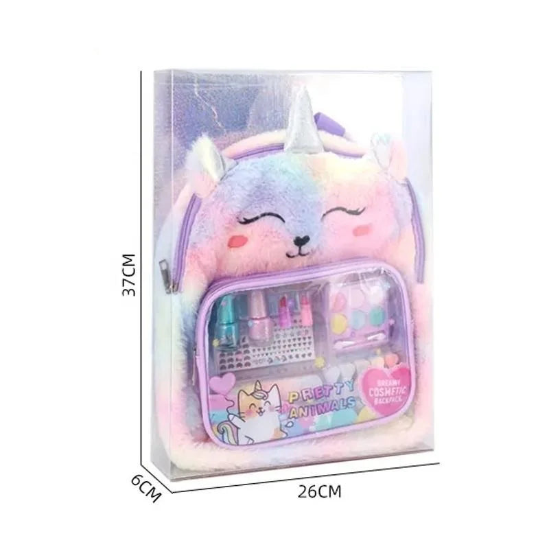 HKM-352019 Kids Non-Toxic Makeup Kit with Washable Nail Accessories and Backpack Bag
