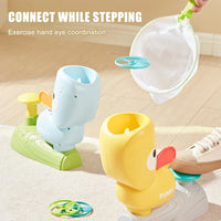 HKM-352147 Soft Plastic Flying Disc Launcher Game with Catch Net for Outdoor Fun, Ages 2 and Up