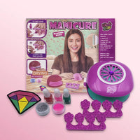 HKM-352339 DIY Nail Polish Set for Kids - Sparkling Nail Machine Makeup Toy for Girls Ages 2 to 14