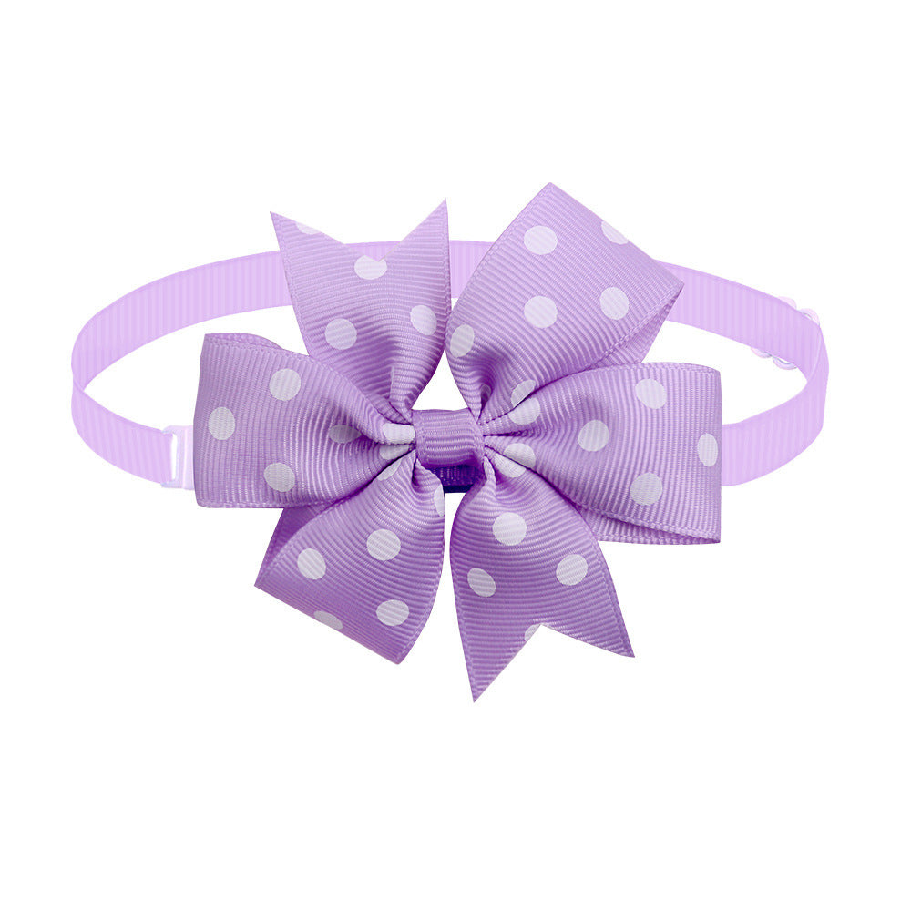 HKM-352339 Solid Color Wave Point Hexagon Bow Tie for Dogs and Cats - Adjustable Size 22 to 38CM