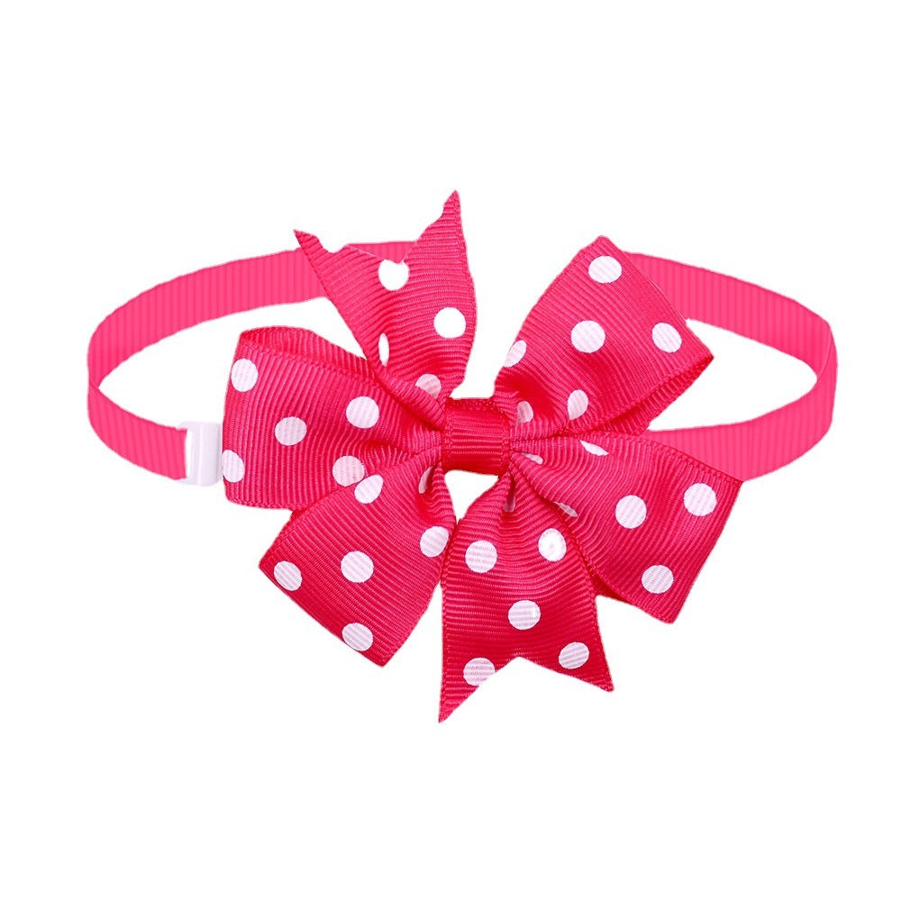 HKM-352339 Solid Color Wave Point Hexagon Bow Tie for Dogs and Cats - Adjustable Size 22 to 38CM