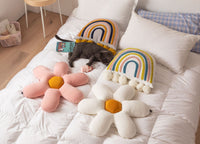 HKM-352467 Cotton Rainbow Embroidered Bedside Pillow for Kids' Rooms