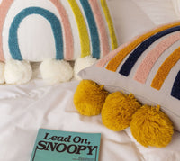 HKM-352467 Cotton Rainbow Embroidered Bedside Pillow for Kids' Rooms