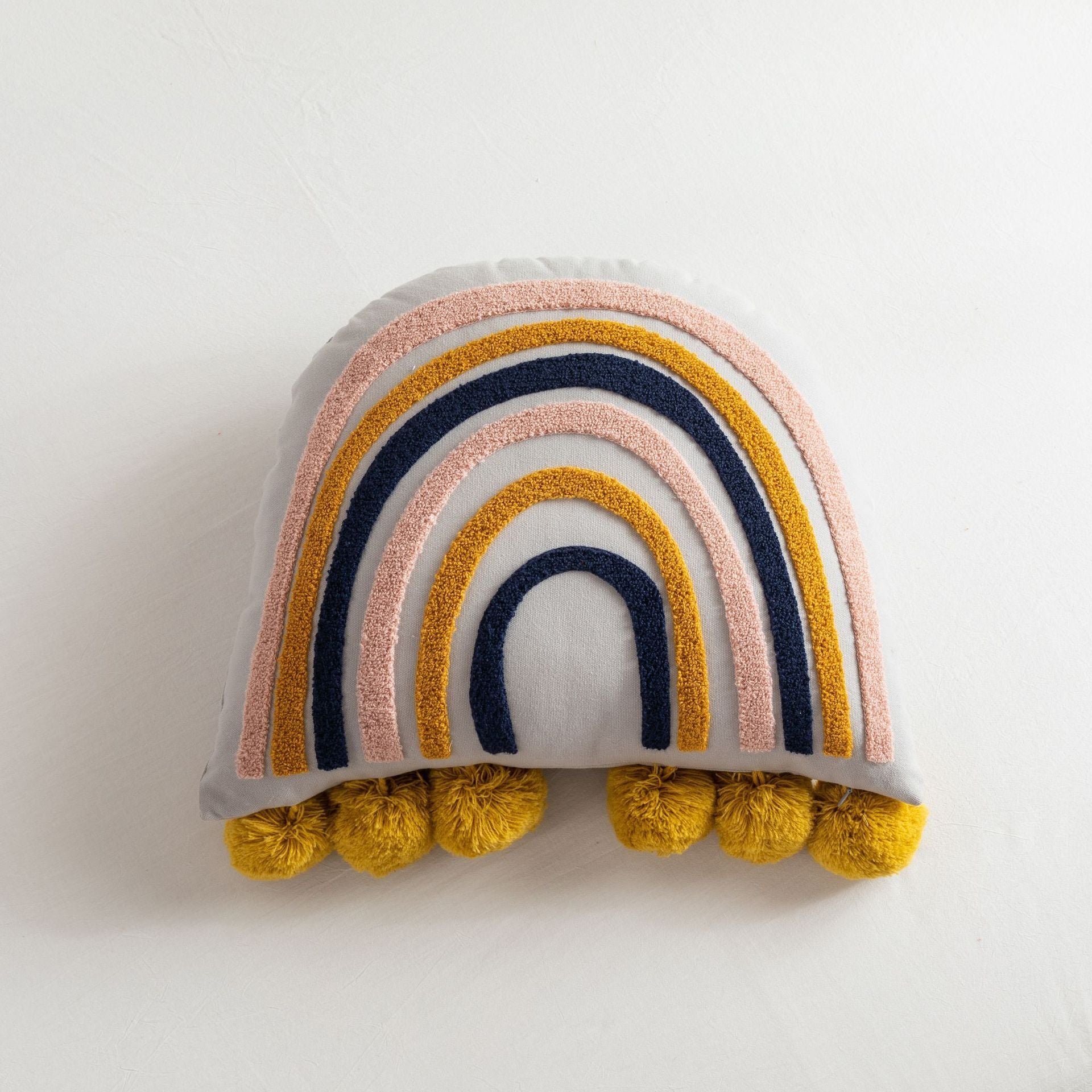 HKM-352467 Cotton Rainbow Embroidered Bedside Pillow for Kids' Rooms