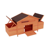 HKM-352531 Large Outdoor Wooden Chicken Coop with Nesting Boxes, Free-Range Doors, and Leakproof Tray