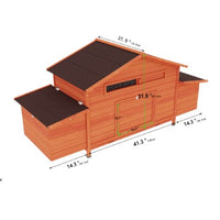 HKM-352531 Large Outdoor Wooden Chicken Coop with Nesting Boxes, Free-Range Doors, and Leakproof Tray