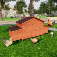 HKM-352531 Large Outdoor Wooden Chicken Coop with Nesting Boxes, Free-Range Doors, and Leakproof Tray