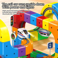 HKM-352595 Electric Magnetic Track Mini Train Toy Set for Kids - DIY Assembly, 3D Cube Design, USB Rechargeable