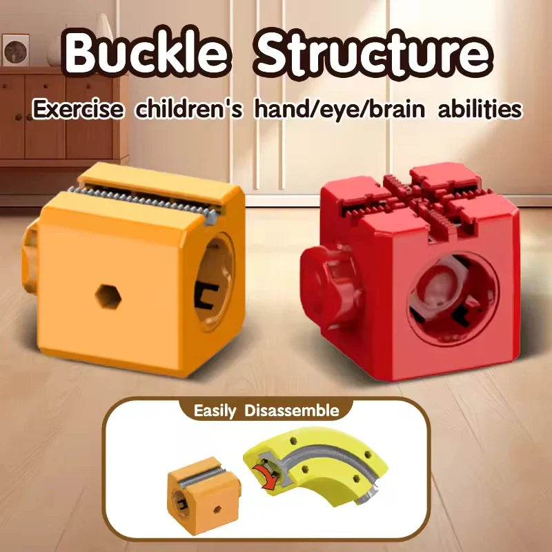 HKM-352595 Electric Magnetic Track Mini Train Toy Set for Kids - DIY Assembly, 3D Cube Design, USB Rechargeable
