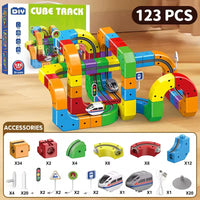 HKM-352595 Electric Magnetic Track Mini Train Toy Set for Kids - DIY Assembly, 3D Cube Design, USB Rechargeable