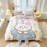HKM-352659 Cartoon Thickened Milk Velvet 4-Piece Bedding Set in Vibrant Patterns