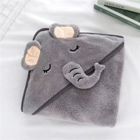 HKM-352915 Cozy Coral Fleece Children’s Hoodie Bath Towel - Panda, Elephant, Koala, Long Ear Dog