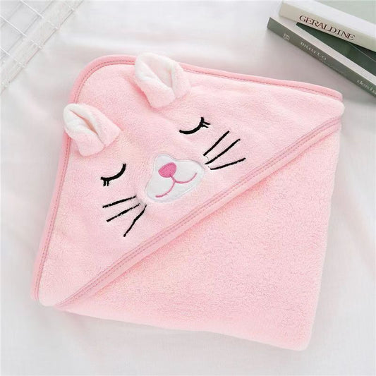 HKM-352915 Cozy Coral Fleece Children’s Hoodie Bath Towel - Panda, Elephant, Koala, Long Ear Dog