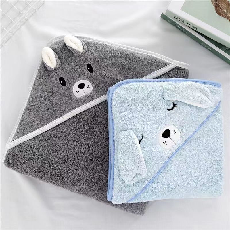 HKM-352915 Cozy Coral Fleece Children’s Hoodie Bath Towel - Panda, Elephant, Koala, Long Ear Dog