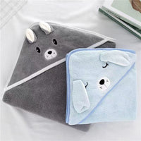 HKM-352915 Cozy Coral Fleece Children’s Hoodie Bath Towel - Panda, Elephant, Koala, Long Ear Dog