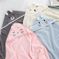 HKM-352915 Cozy Coral Fleece Children’s Hoodie Bath Towel - Panda, Elephant, Koala, Long Ear Dog