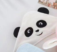 HKM-352915 Cozy Coral Fleece Children’s Hoodie Bath Towel - Panda, Elephant, Koala, Long Ear Dog