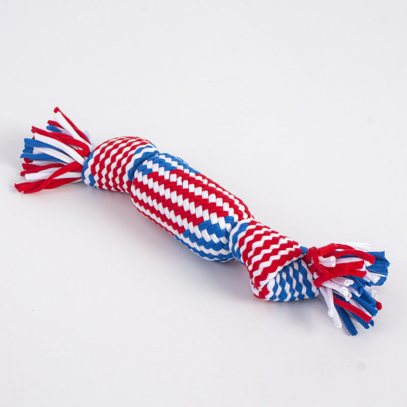 HKM-352979 Durable Cotton Rope Toy for Dogs - Bite-Resistant, Multi-Color Knotted Design