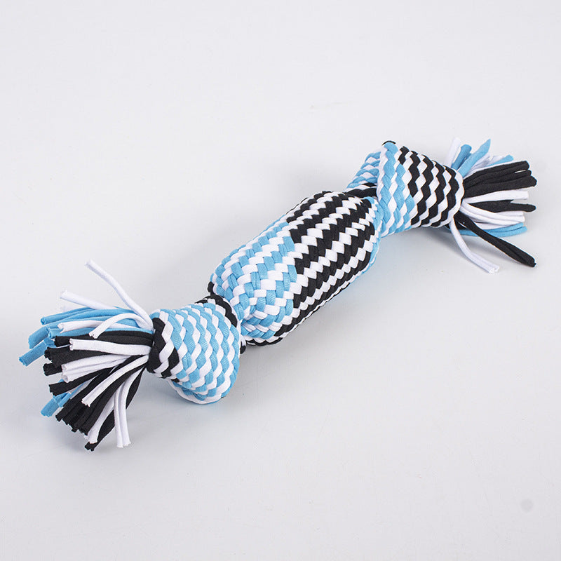 HKM-352979 Durable Cotton Rope Toy for Dogs - Bite-Resistant, Multi-Color Knotted Design